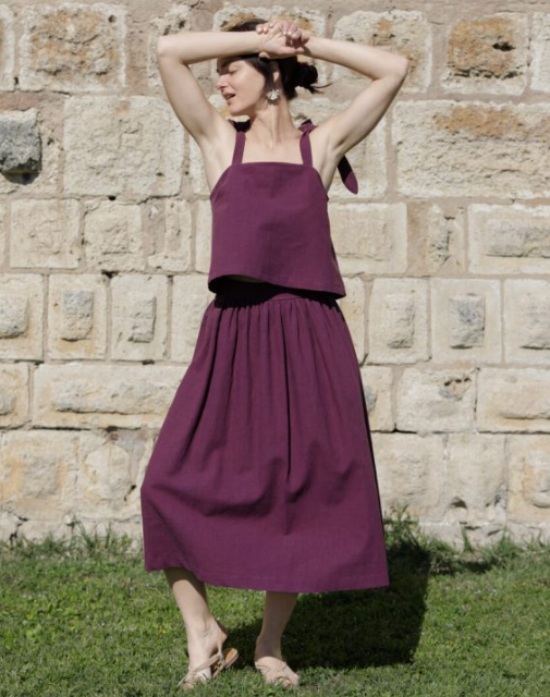 Top Plumeria – Lin bordeaux – Image 3