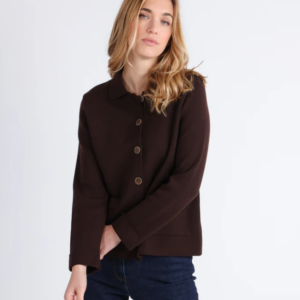 Veste femme en laine merinos marron
