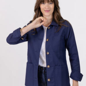 Veste femme style veste de travail bleu marine
