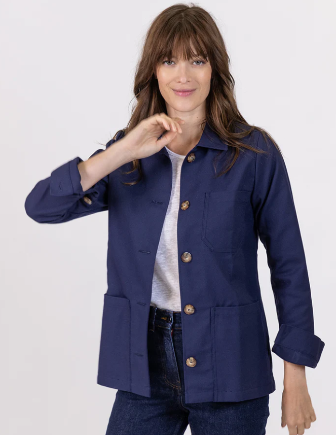 Veste femme style veste de travail bleu marine