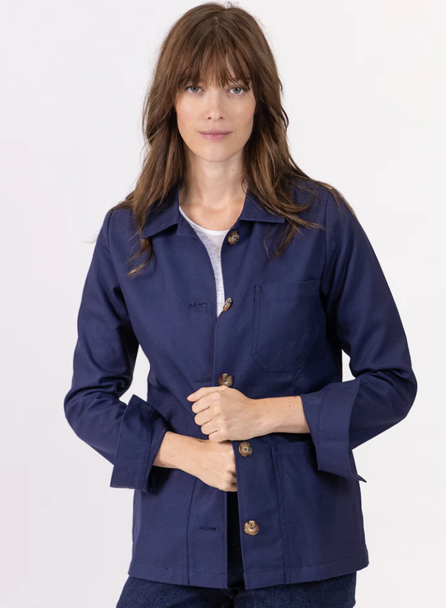 Veste femme style veste de travail bleu marine – Image 2
