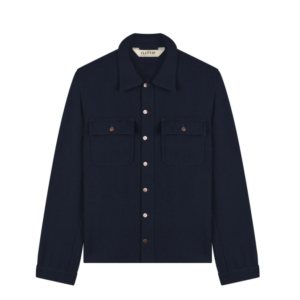Surchemise homme droite en laine française Marine