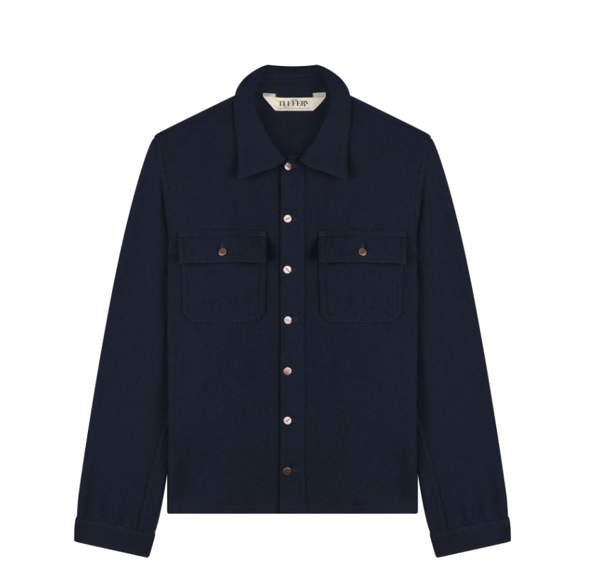 Surchemise homme droite en laine française Marine