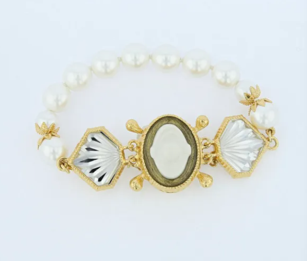 Bracelet Or, 1 rang perles