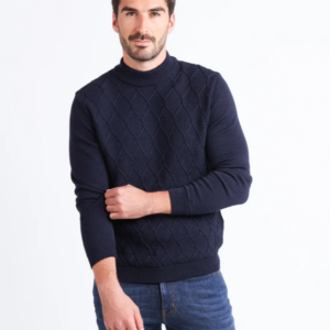 Pull homme en laine mérinos bleu marine