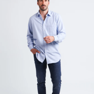 Chemise homme en laine et coton Bleu Clair