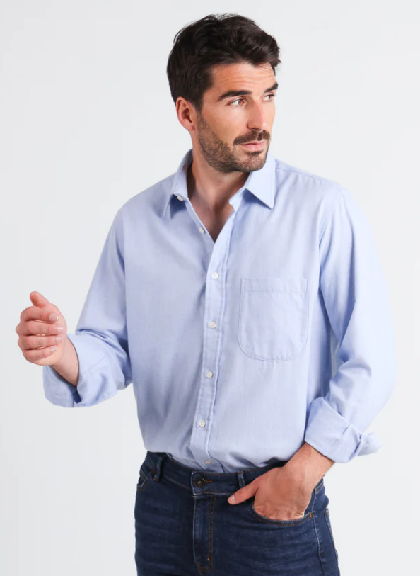 Chemise homme en laine et coton Bleu Clair – Image 2