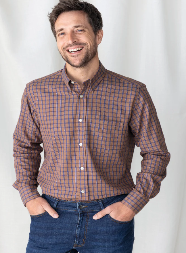 Chemise homme 100% coton Marron Caramel