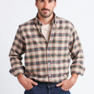 Chemise homme en coton à carreaux vert