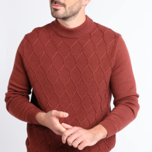 Pull homme en laine mérinos rouge