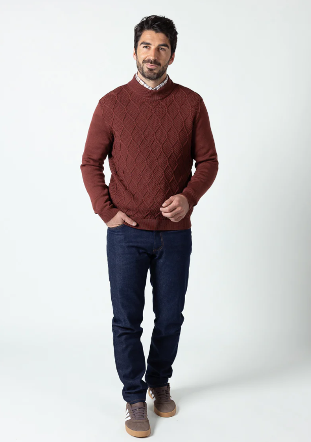 Pull homme en laine mérinos rouge – Image 2