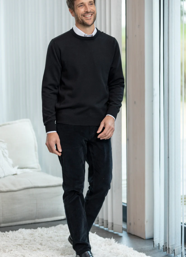 Pantalon homme velours côtelé en coton Noir Anthracite – Image 2