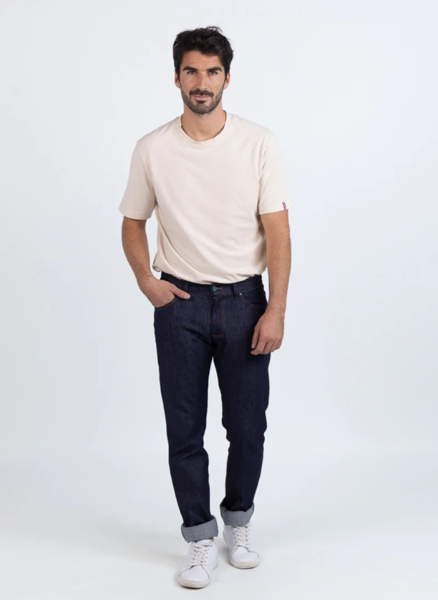 Jean homme en coton bleu brut