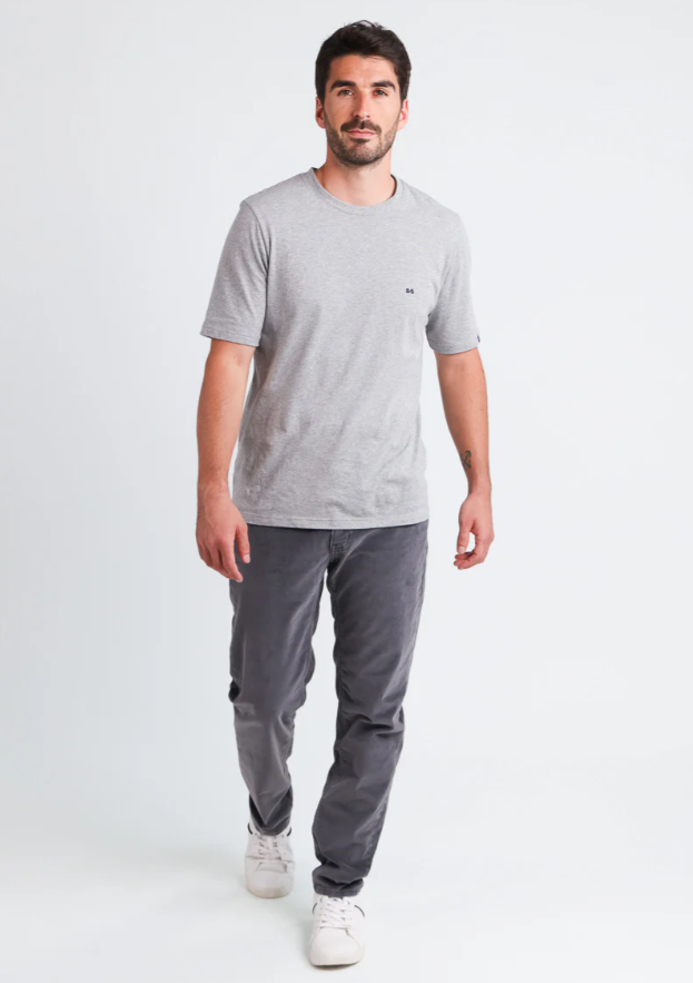 Pantalon homme velours côtelé en coton Gris Foncé