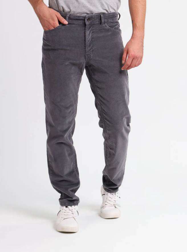 Pantalon homme velours côtelé en coton Gris Foncé – Image 2